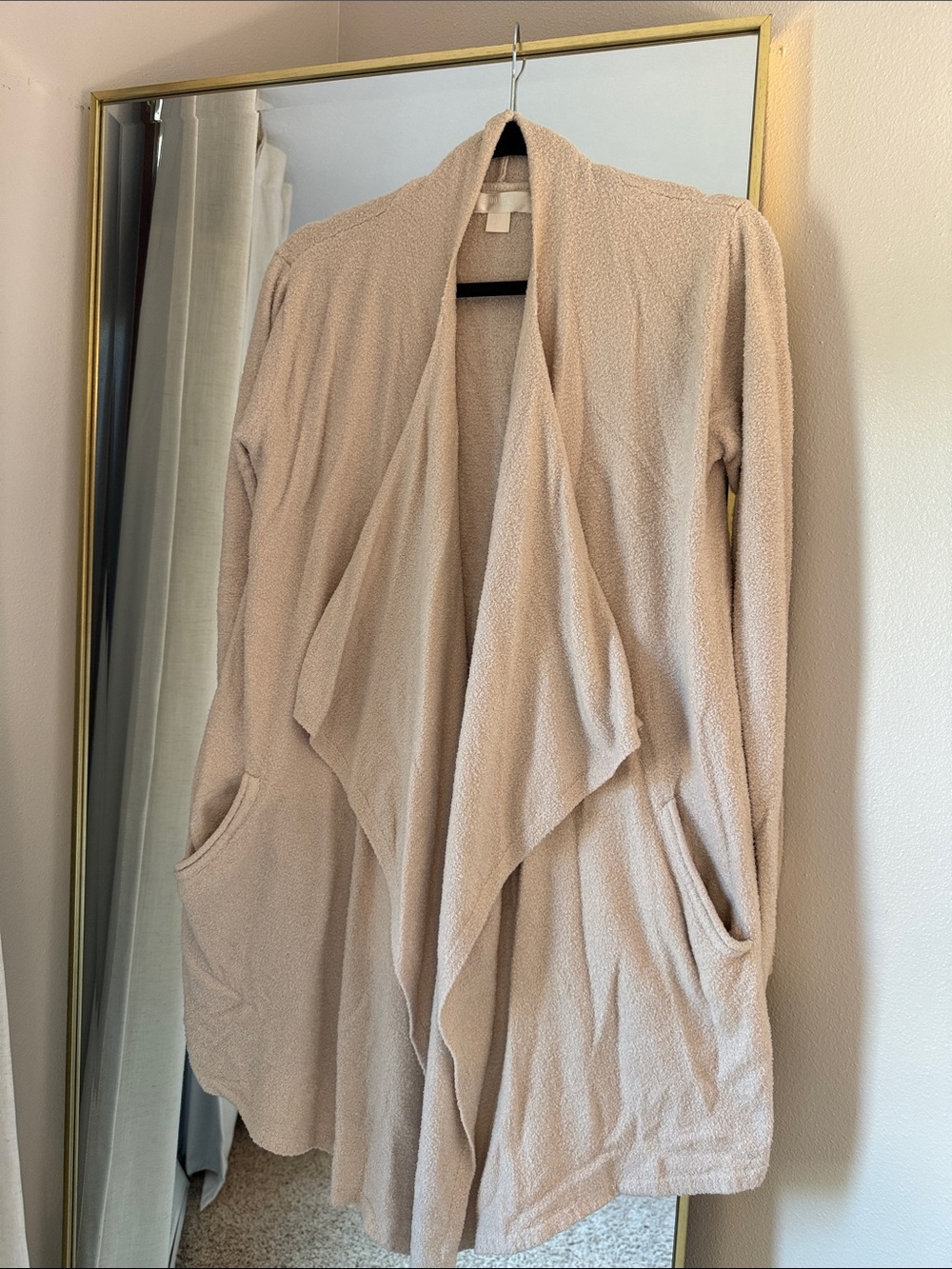 Barefoot Dreams CozyChic Lite Island Wrap Drape Front Cardigan Stone - Picture 4 of 11